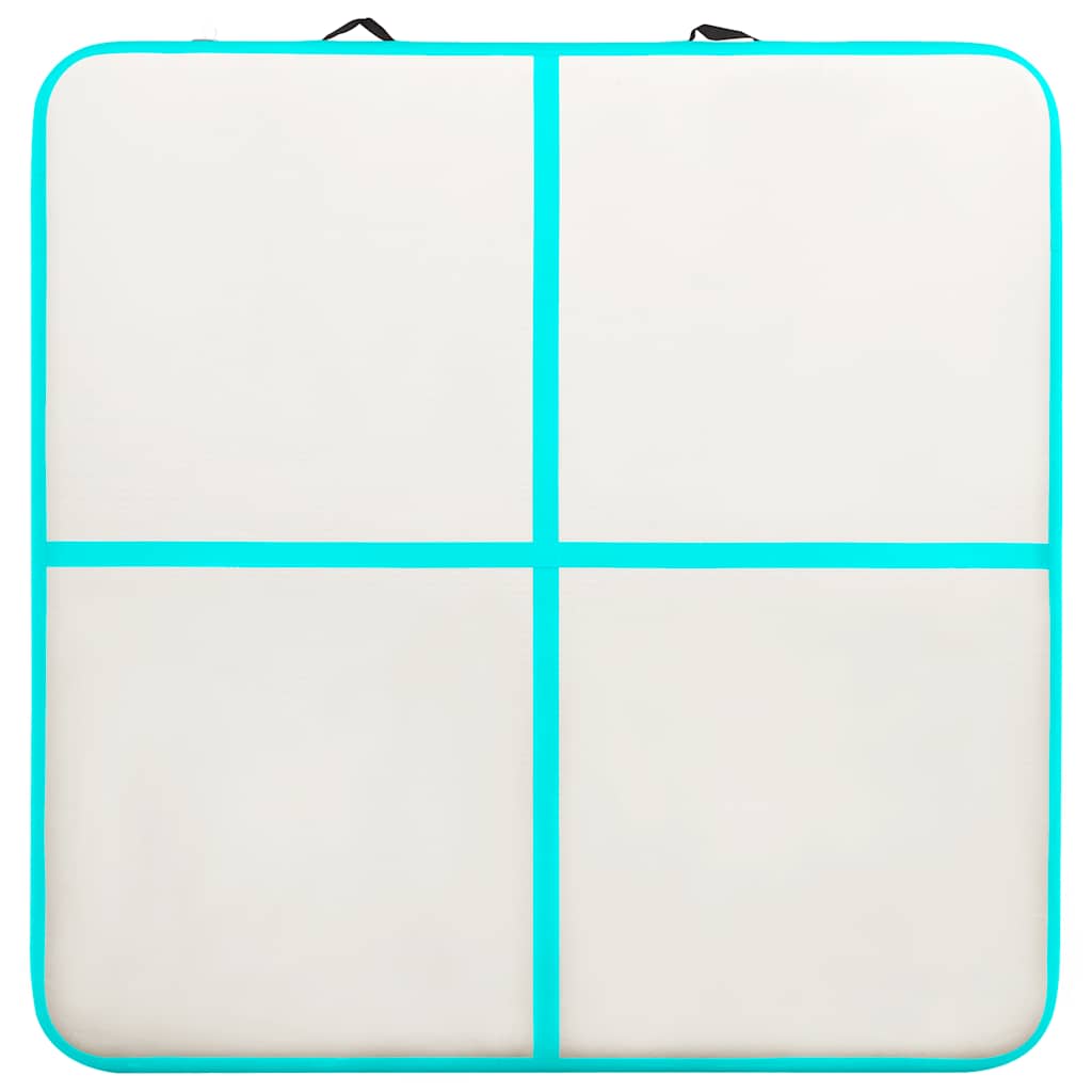 oppustelig gymnastikmåtte med pumpe 200x200x20 cm PVC grøn