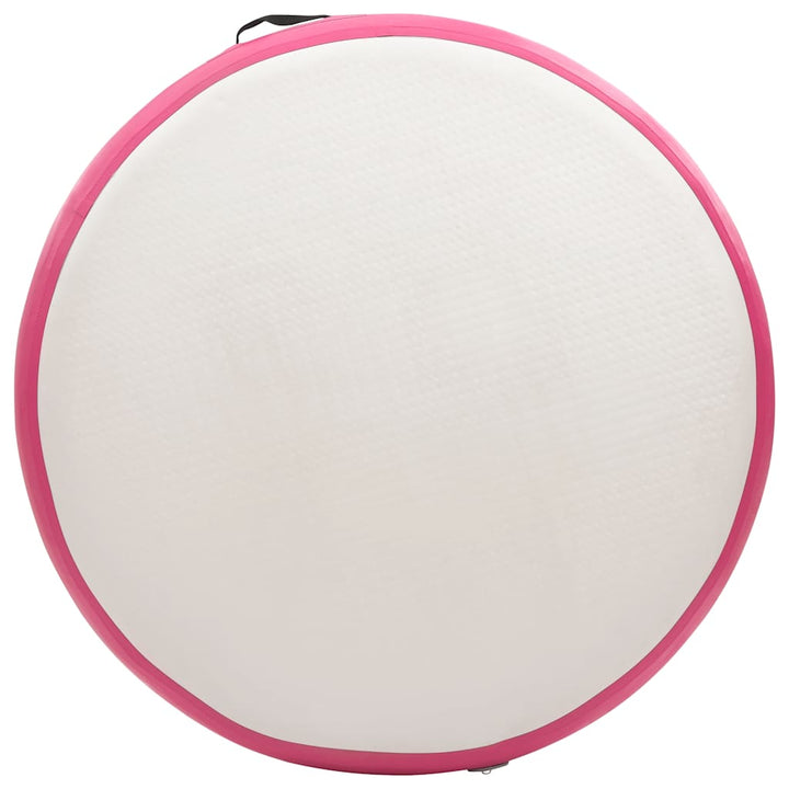 oppustelig gymnastikmåtte med pumpe 100x100x10 cm PVC lyserød