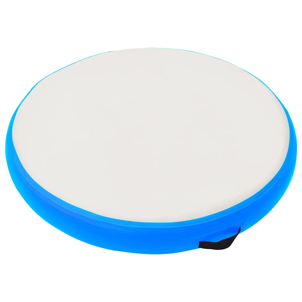 oppustelig gymnastikmåtte med pumpe 100x100x10 cm PVC blå