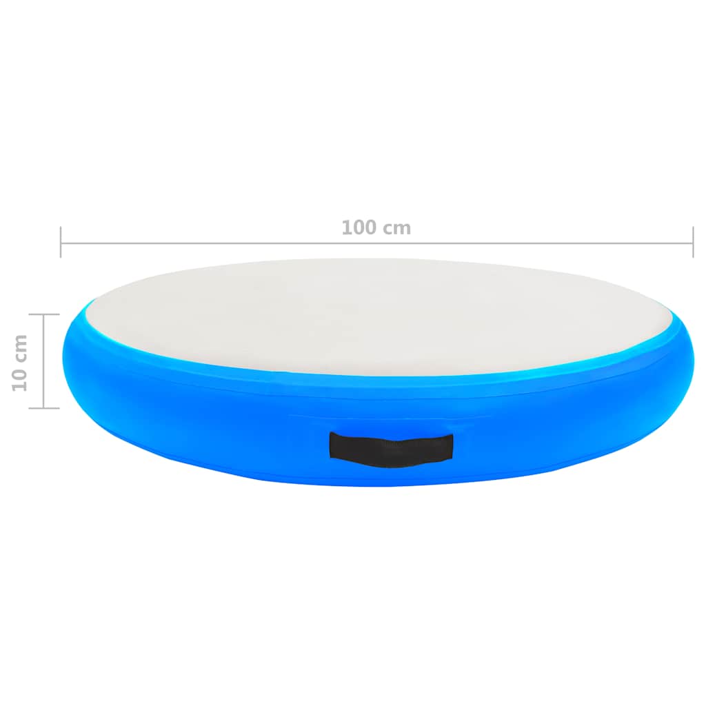oppustelig gymnastikmåtte med pumpe 100x100x10 cm PVC blå