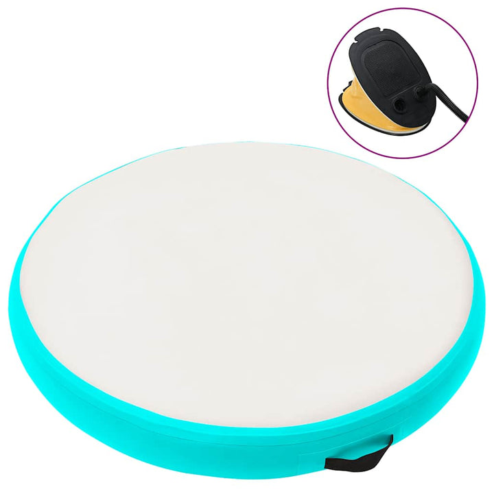 oppustelig gymnastikmåtte med pumpe 100x100x10 cm PVC grøn