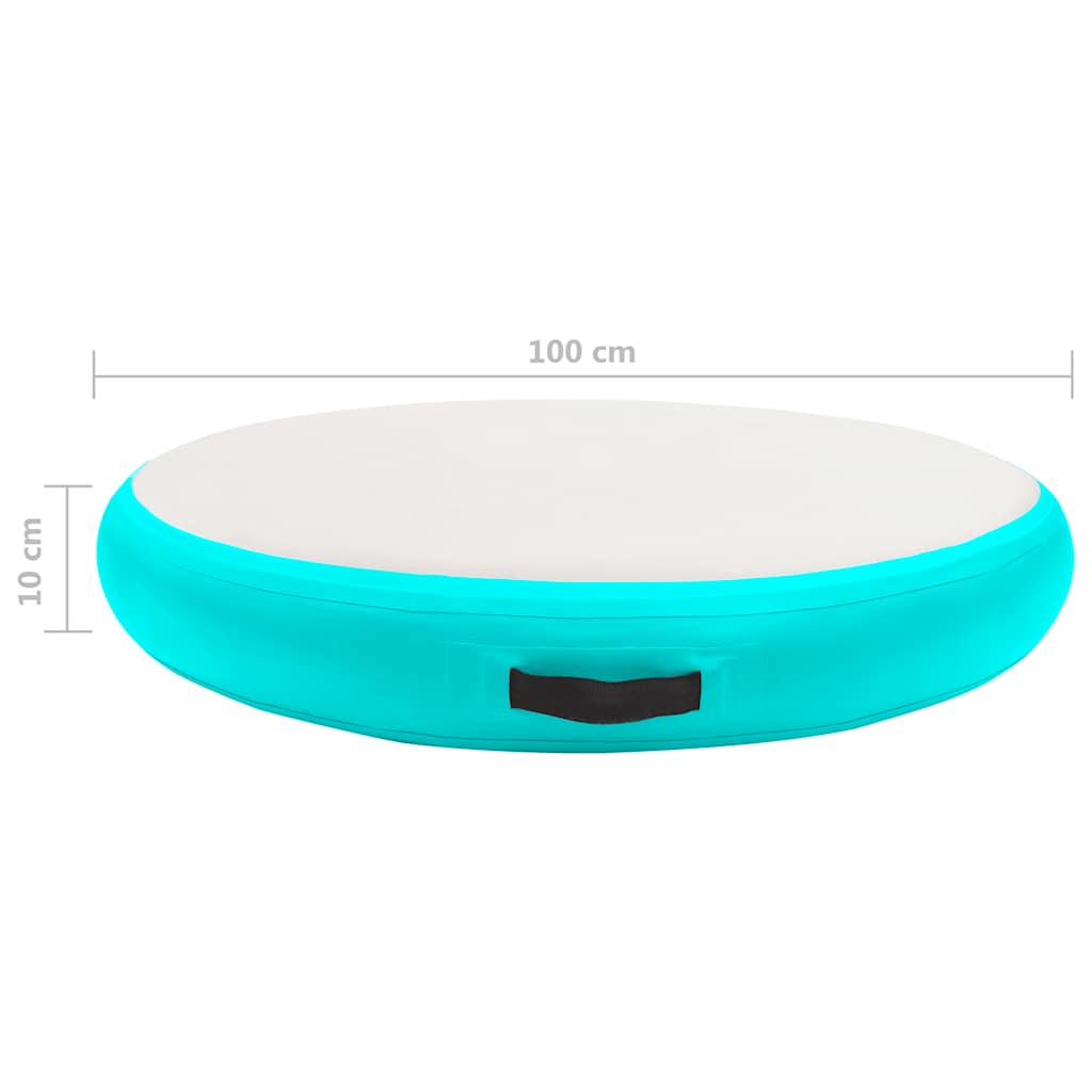 oppustelig gymnastikmåtte med pumpe 100x100x10 cm PVC grøn