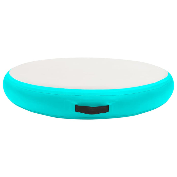 oppustelig gymnastikmåtte med pumpe 100x100x10 cm PVC grøn