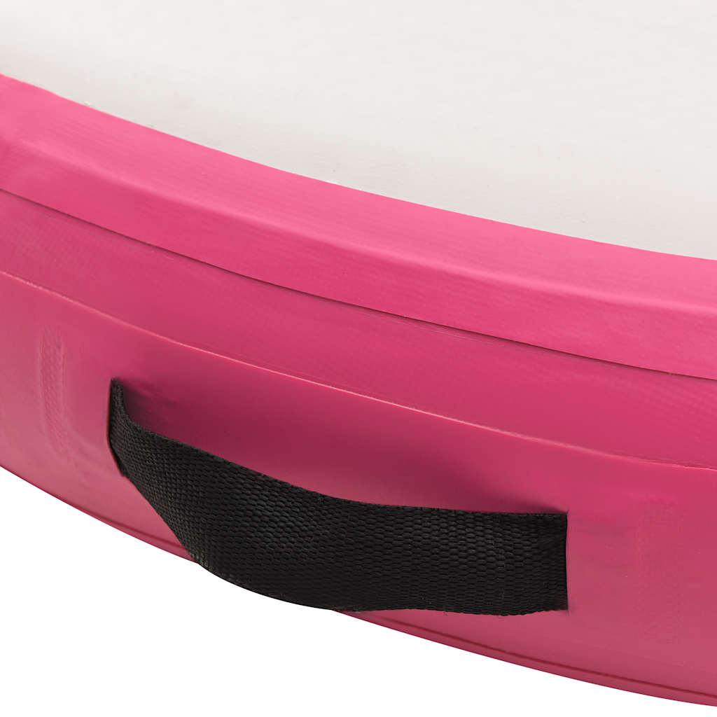 oppustelig gymnastikmåtte med pumpe 100x100x15 cm PVC pink