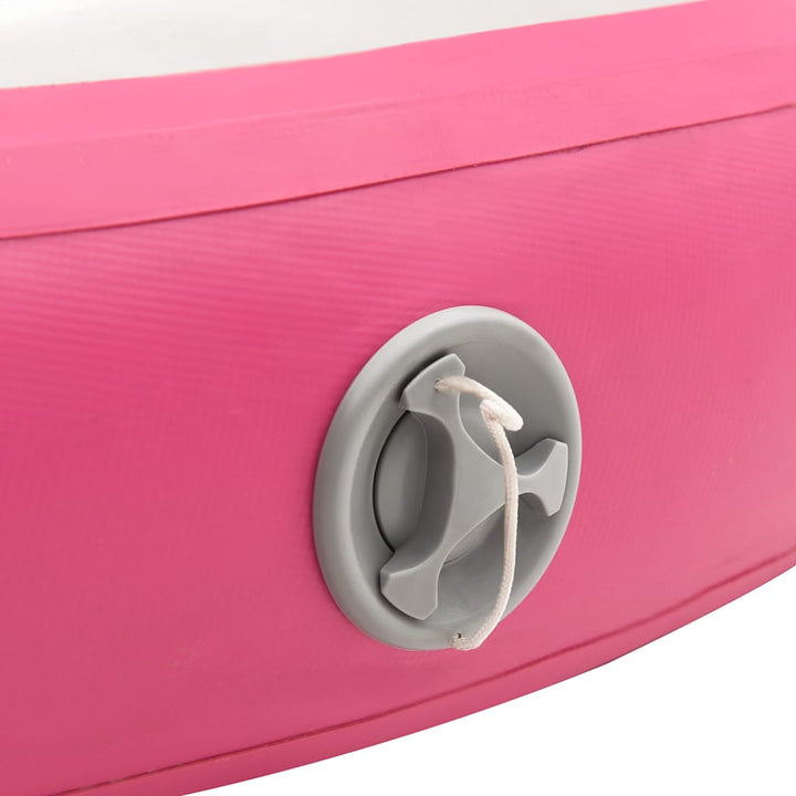 oppustelig gymnastikmåtte med pumpe 100x100x15 cm PVC pink