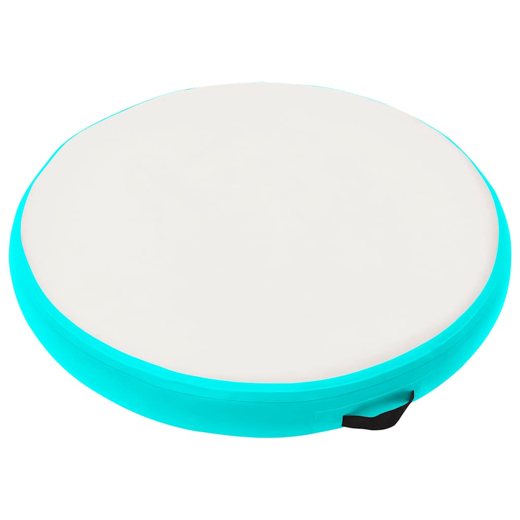 oppustelig gymnastikmåtte med pumpe 100x100x15 cm PVC grøn