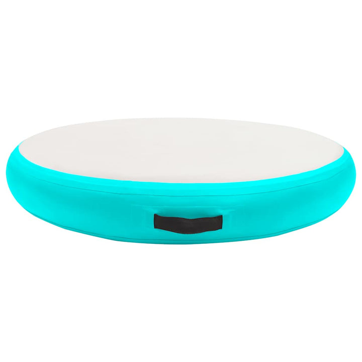 oppustelig gymnastikmåtte med pumpe 100x100x15 cm PVC grøn