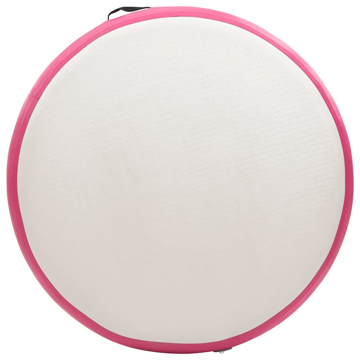 oppustelig gymnastikmåtte med pumpe 100x100x20 cm PVC lyserød