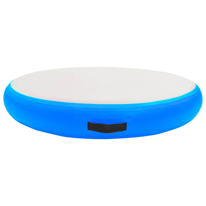 oppustelig gymnastikmåtte med pumpe 100x100x20 cm PVC blå