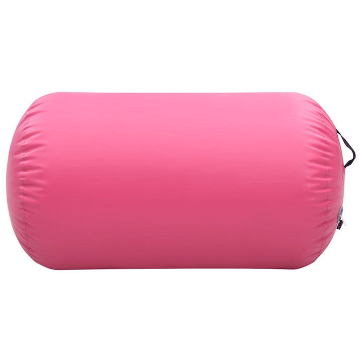 oppustelig gymnastikrulle med pumpe 100x60 cm PVC lyserød