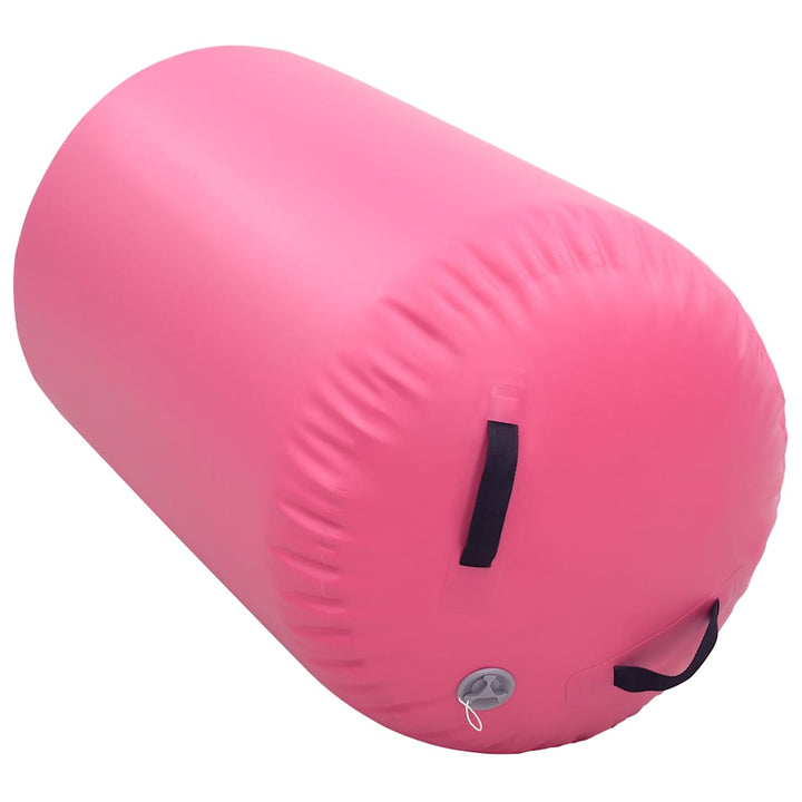 oppustelig gymnastikrulle med pumpe 100x60 cm PVC lyserød