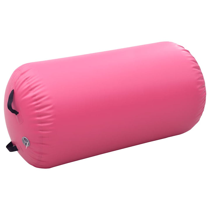oppustelig gymnastikrulle med pumpe 120x75 cm PVC lyserød