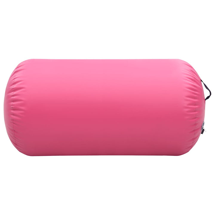 oppustelig gymnastikrulle med pumpe 120x75 cm PVC lyserød