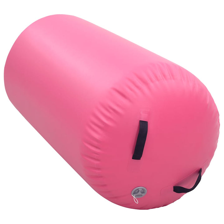 oppustelig gymnastikrulle med pumpe 120x75 cm PVC lyserød