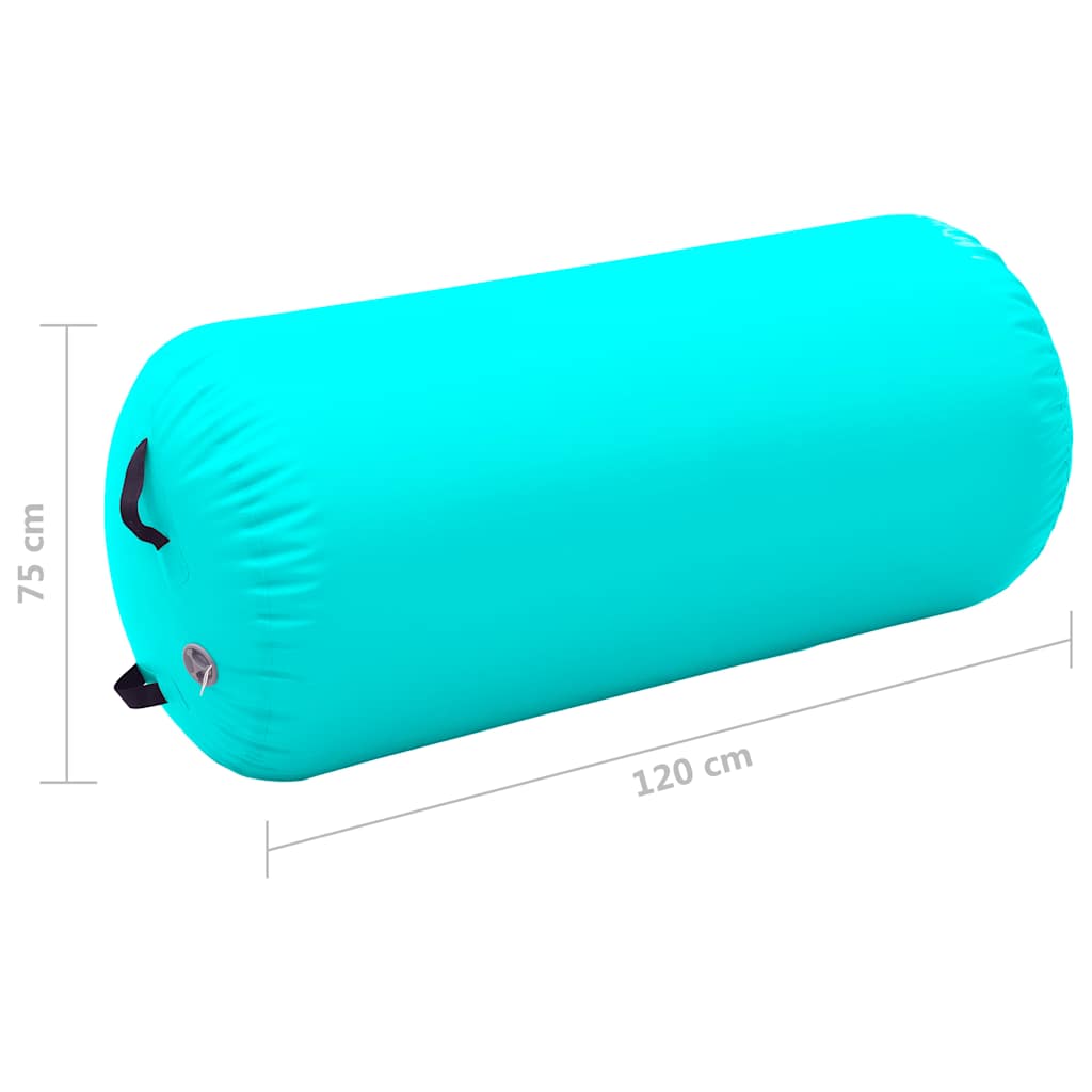 oppustelig gymnastikrulle med pumpe 120x75 cm PVC grøn