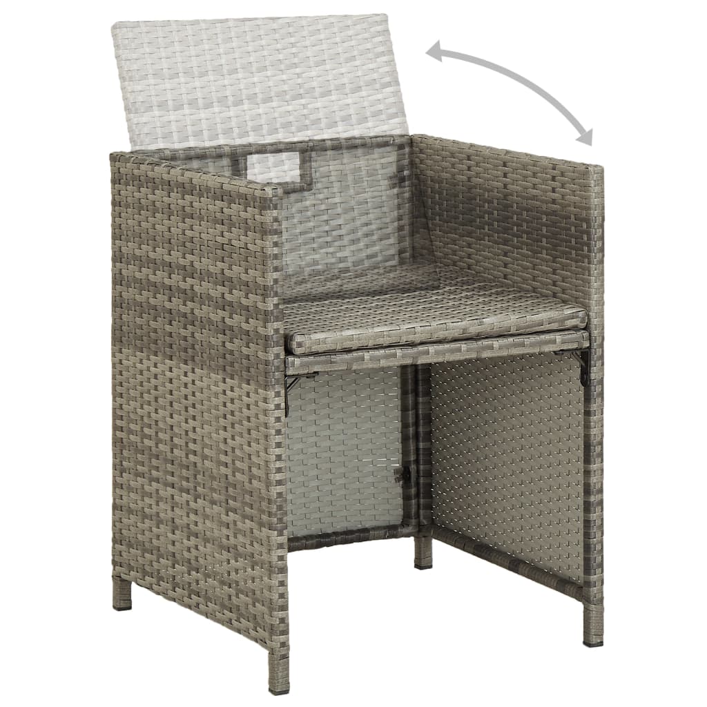 havestole 2 stk. med hynder polyrattan grå