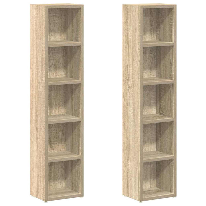 CD-reoler 2 stk. 21x16x93,5 cm spånplade sonoma-eg