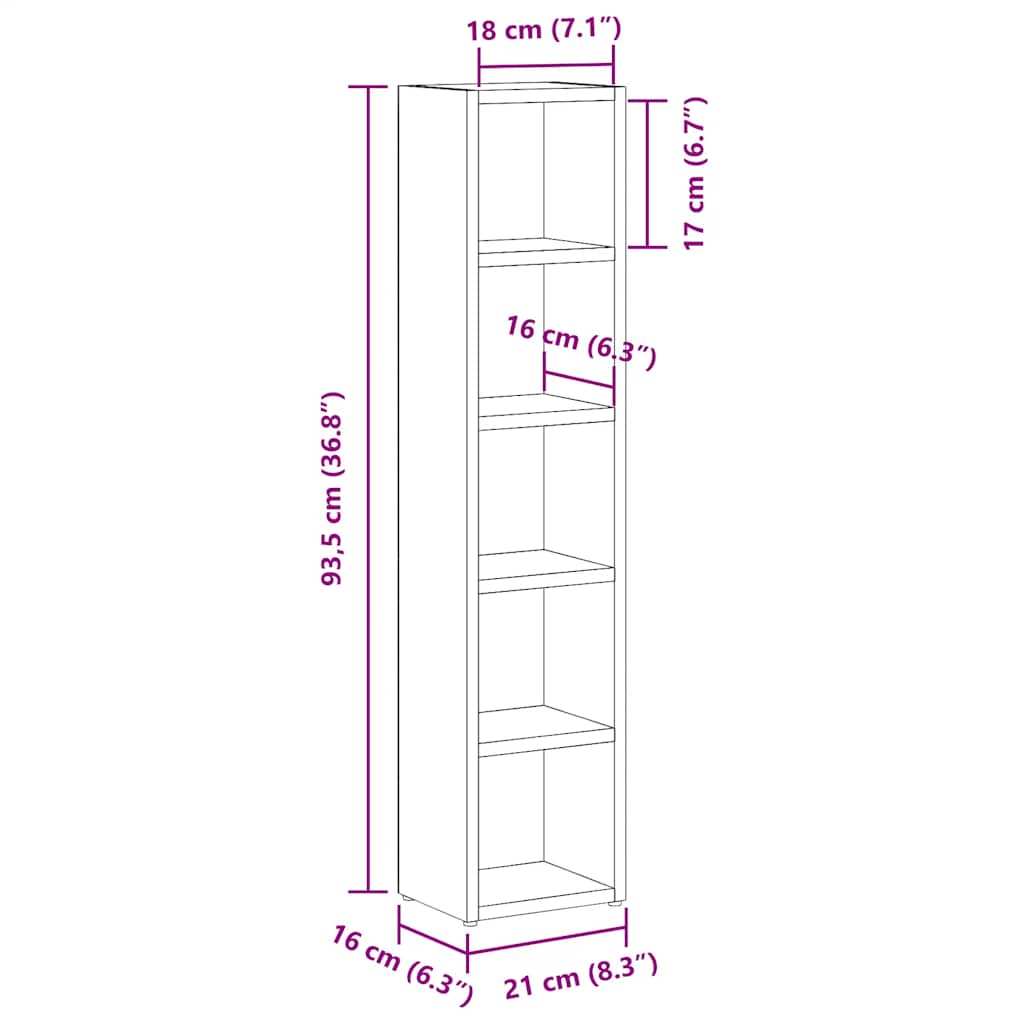 CD-reoler 2 stk. 21x16x93,5 cm spånplade sonoma-eg