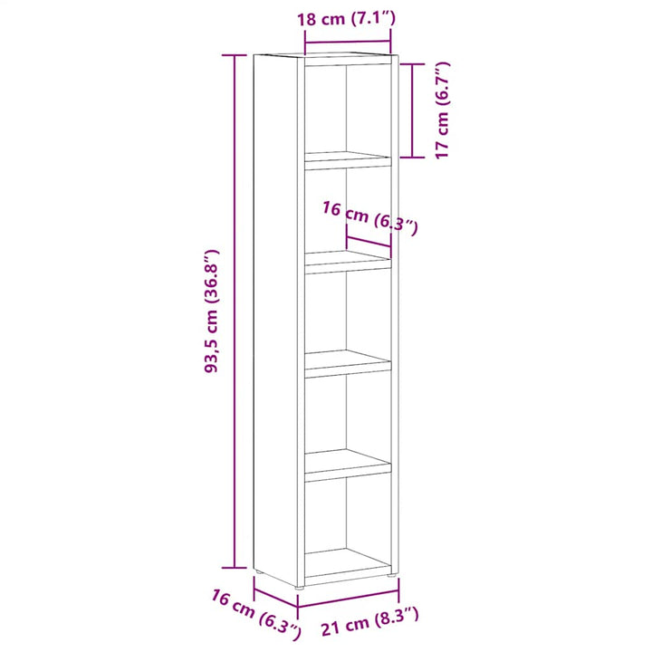 CD-reoler 2 stk. 21x16x93,5 cm spånplade sonoma-eg