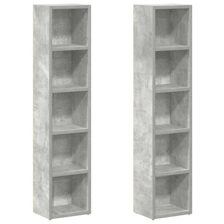 CD-reoler 2 stk. 21x16x93,5 cm spånplade betongrå