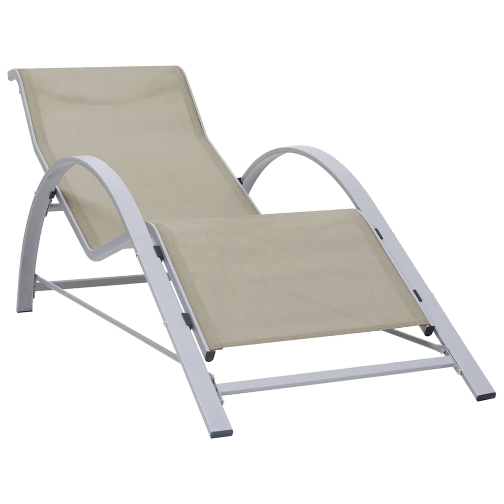 liggestole 2 stk. med bord aluminium cremefarvet