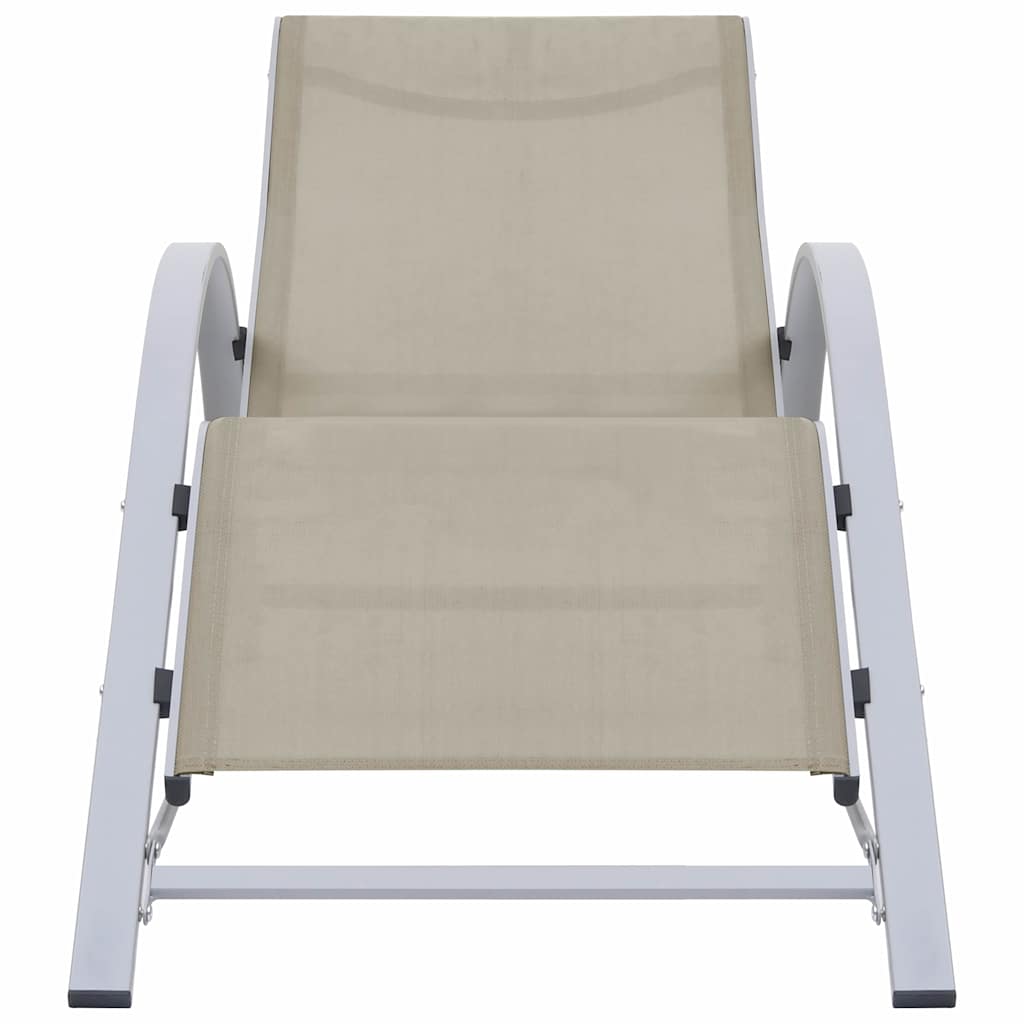 liggestole 2 stk. med bord aluminium cremefarvet