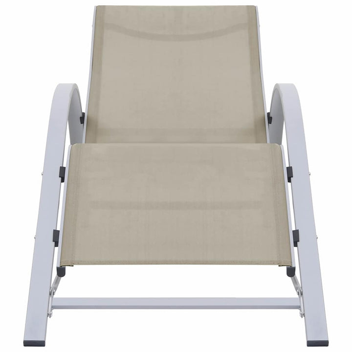 liggestole 2 stk. med bord aluminium cremefarvet
