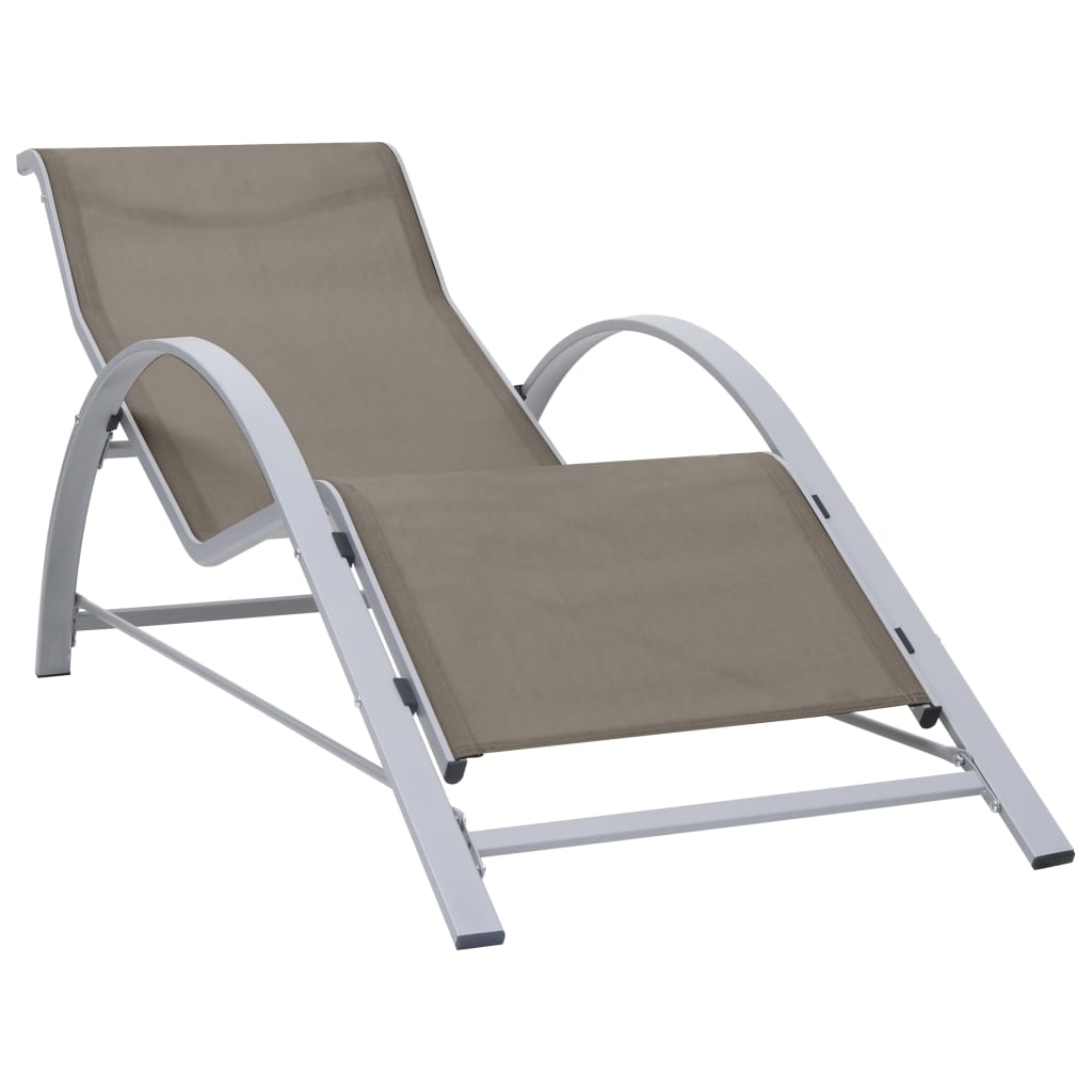 liggestole 2 stk. med bord aluminium gråbrun