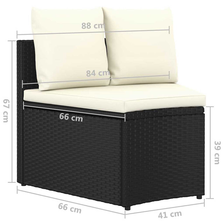 sofasæt til haven 2 dele med hynder polyrattan sort