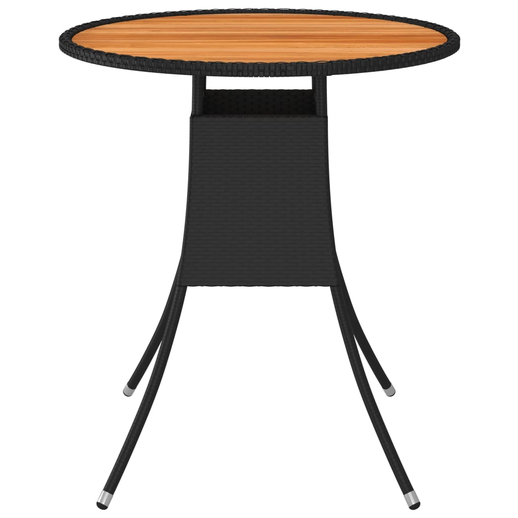 spisebord til haven Ø70 cm polyrattan og massivt akacietræ sort