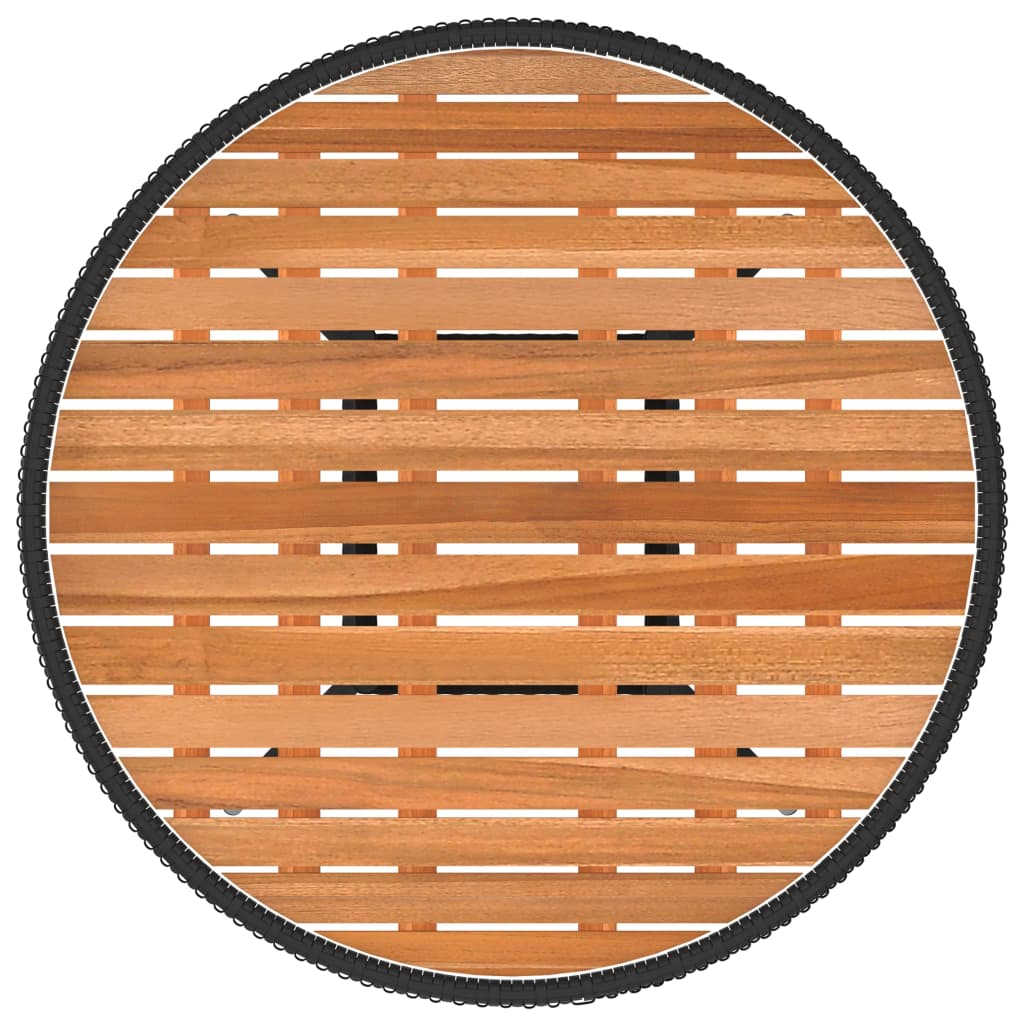 spisebord til haven Ø70 cm polyrattan og massivt akacietræ sort