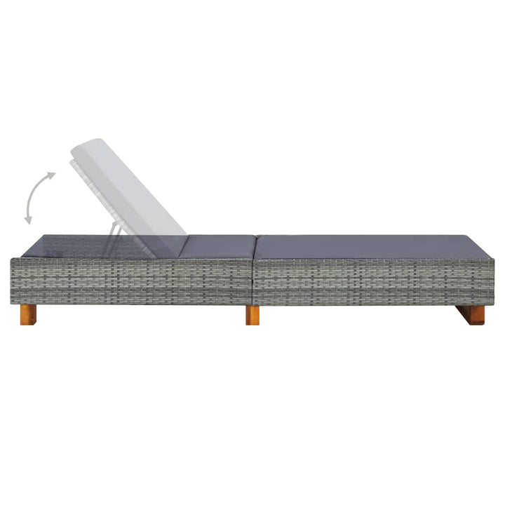 liggestol med hynde polyrattan grå