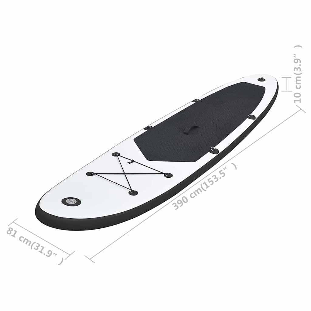 oppusteligt paddleboardsæt sort og hvid