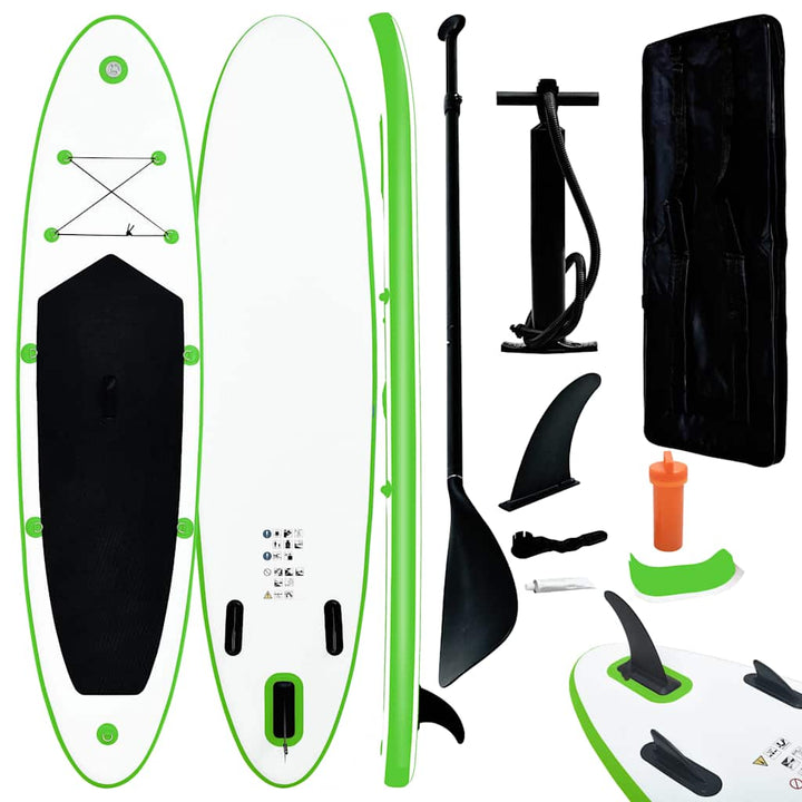 oppusteligt paddleboard grøn og hvid