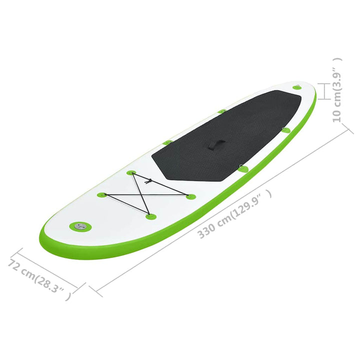 oppusteligt paddleboard grøn og hvid