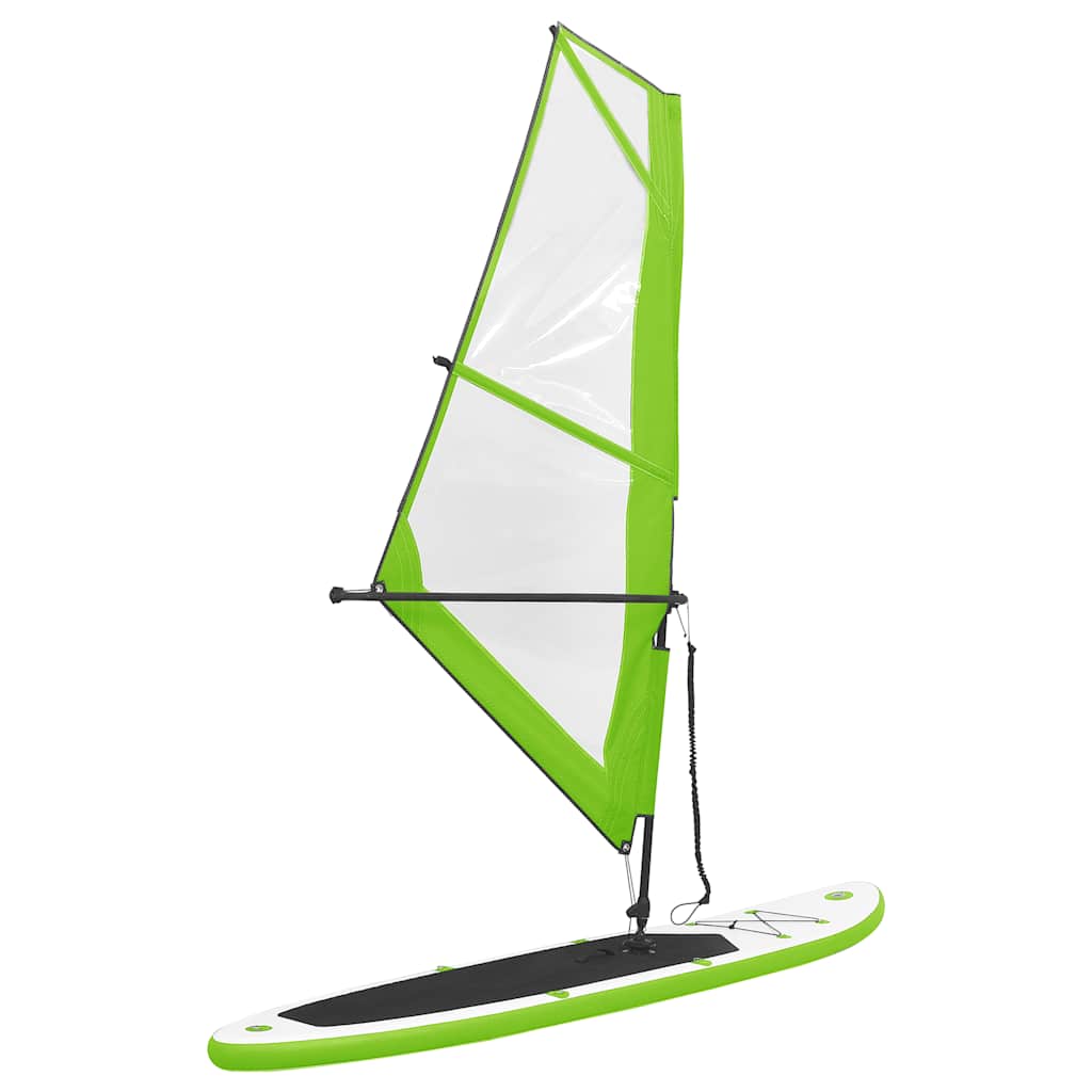 oppusteligt paddleboard med sejl grøn og hvid