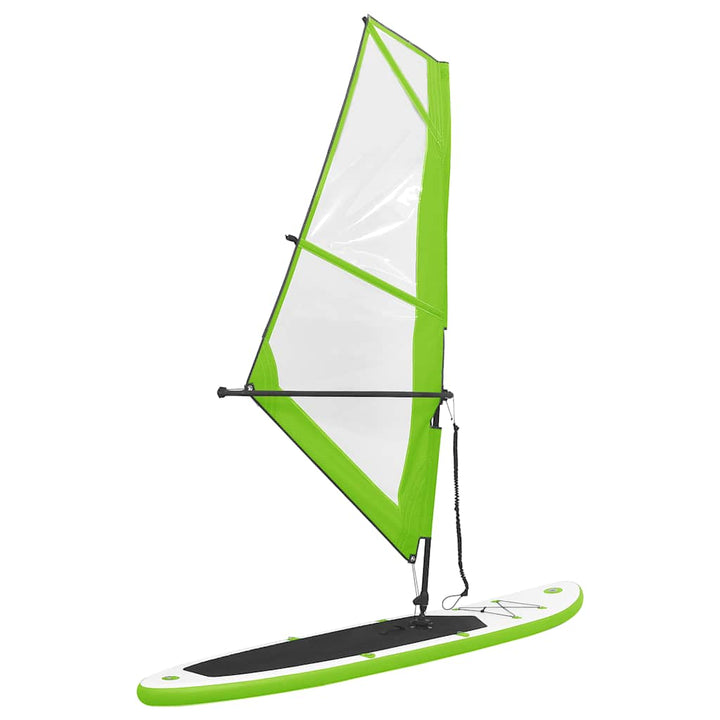 oppusteligt paddleboard med sejl grøn og hvid