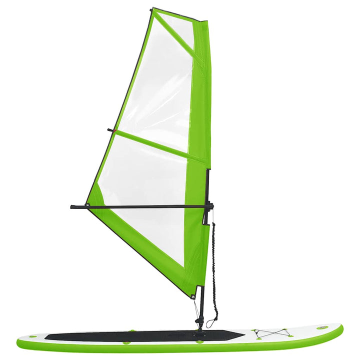 oppusteligt paddleboard med sejl grøn og hvid