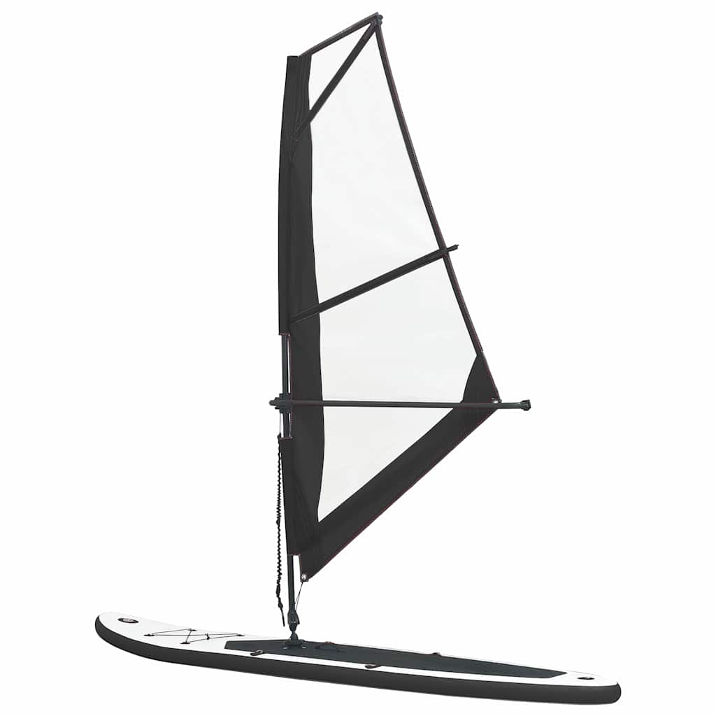 oppusteligt paddleboard med sejl sort og hvid