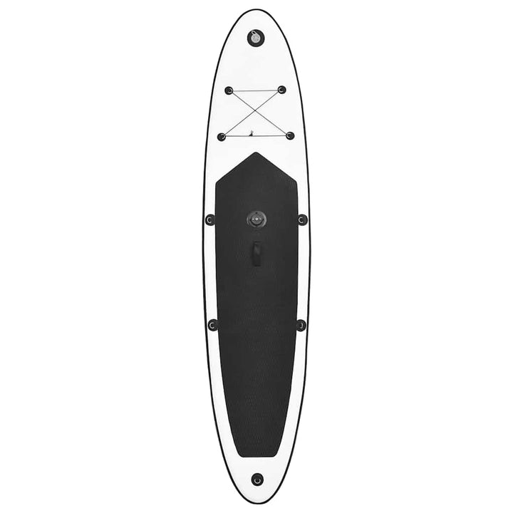 oppusteligt paddleboard med sejl sort og hvid