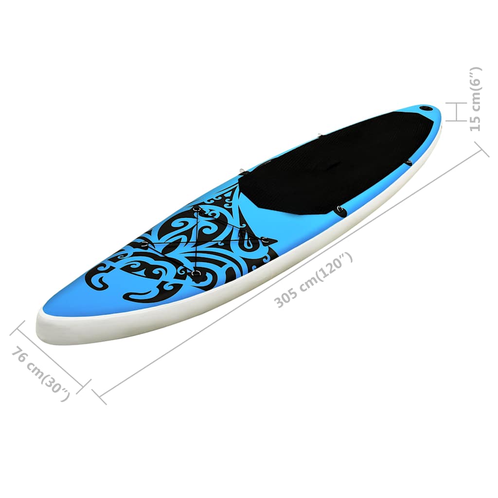 oppusteligt paddleboardsæt 305x76x15 cm blå