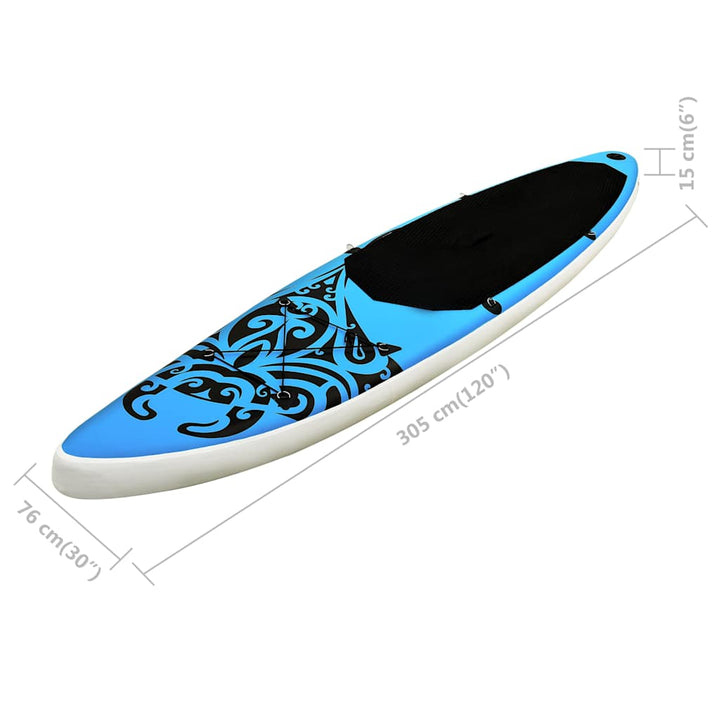 oppusteligt paddleboardsæt 305x76x15 cm blå