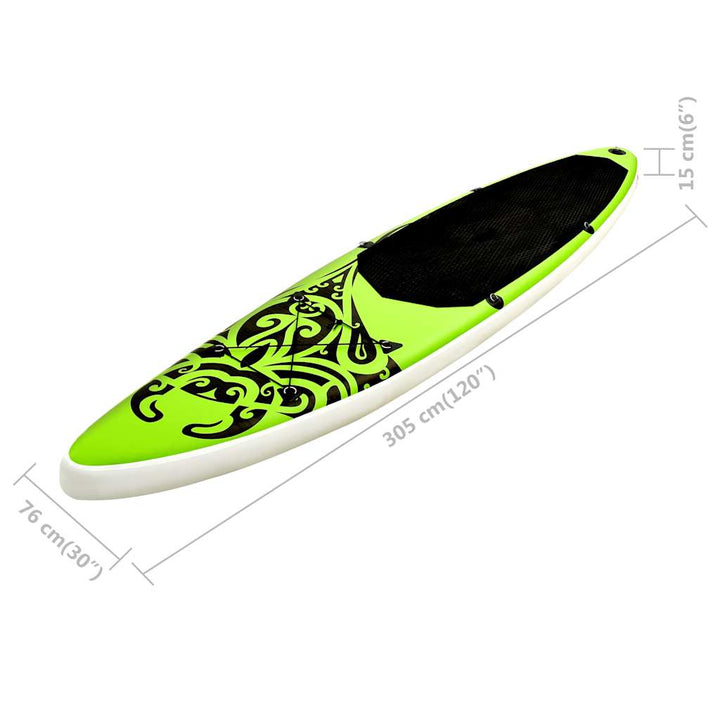 oppusteligt paddleboardsæt 305x76x15 cm grøn