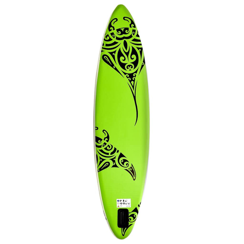 oppusteligt paddleboardsæt 305x76x15 cm grøn