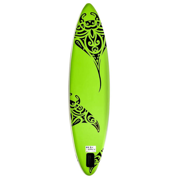 oppusteligt paddleboardsæt 305x76x15 cm grøn