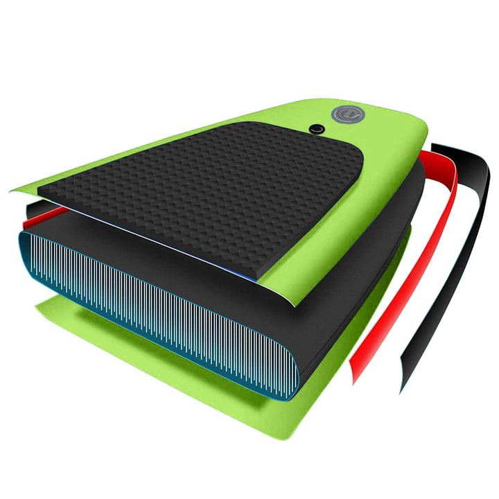 oppusteligt paddleboardsæt 305x76x15 cm grøn