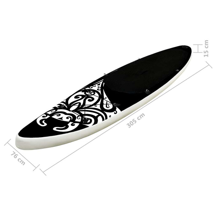 oppusteligt paddleboardsæt 305x76x15 cm sort