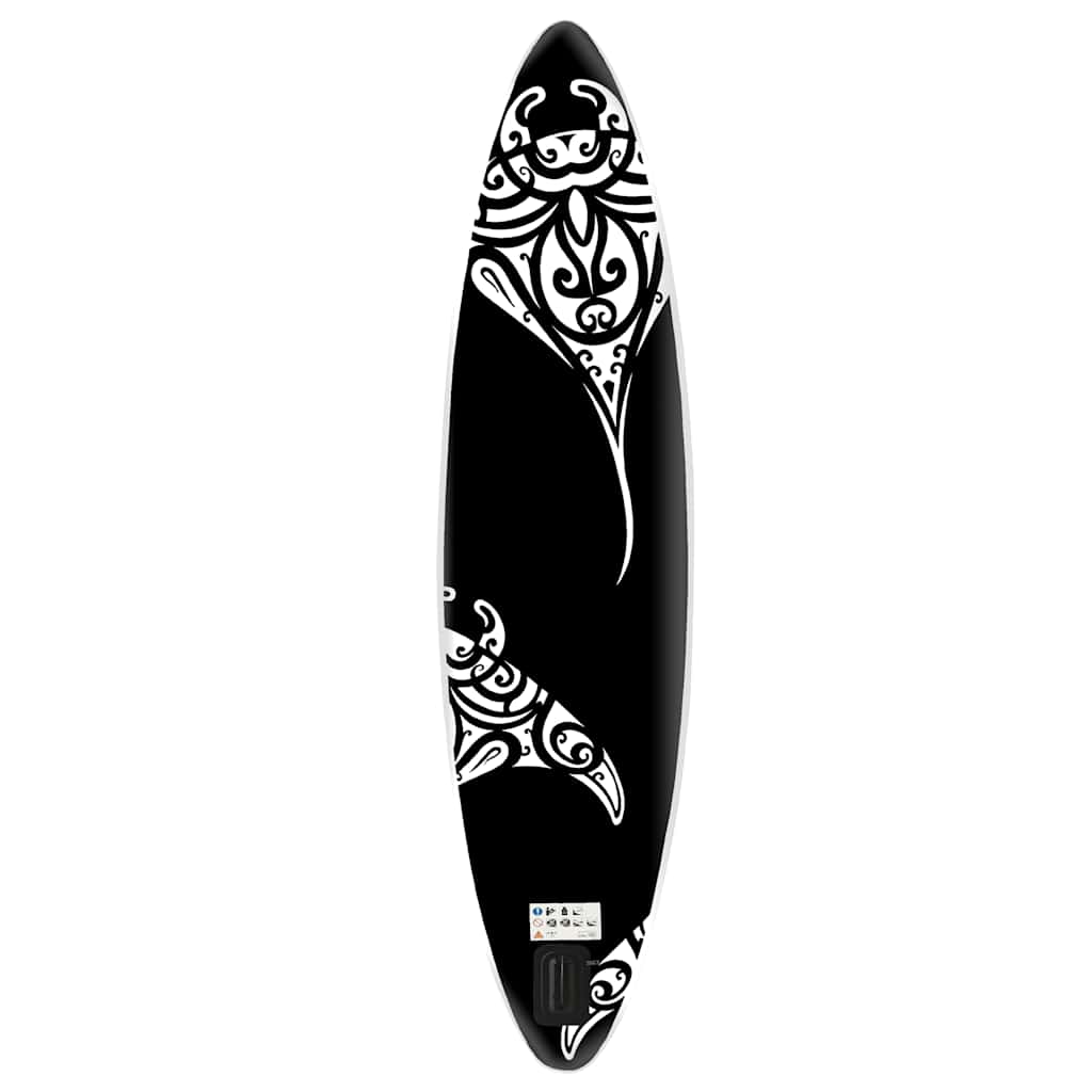 oppusteligt paddleboardsæt 305x76x15 cm sort