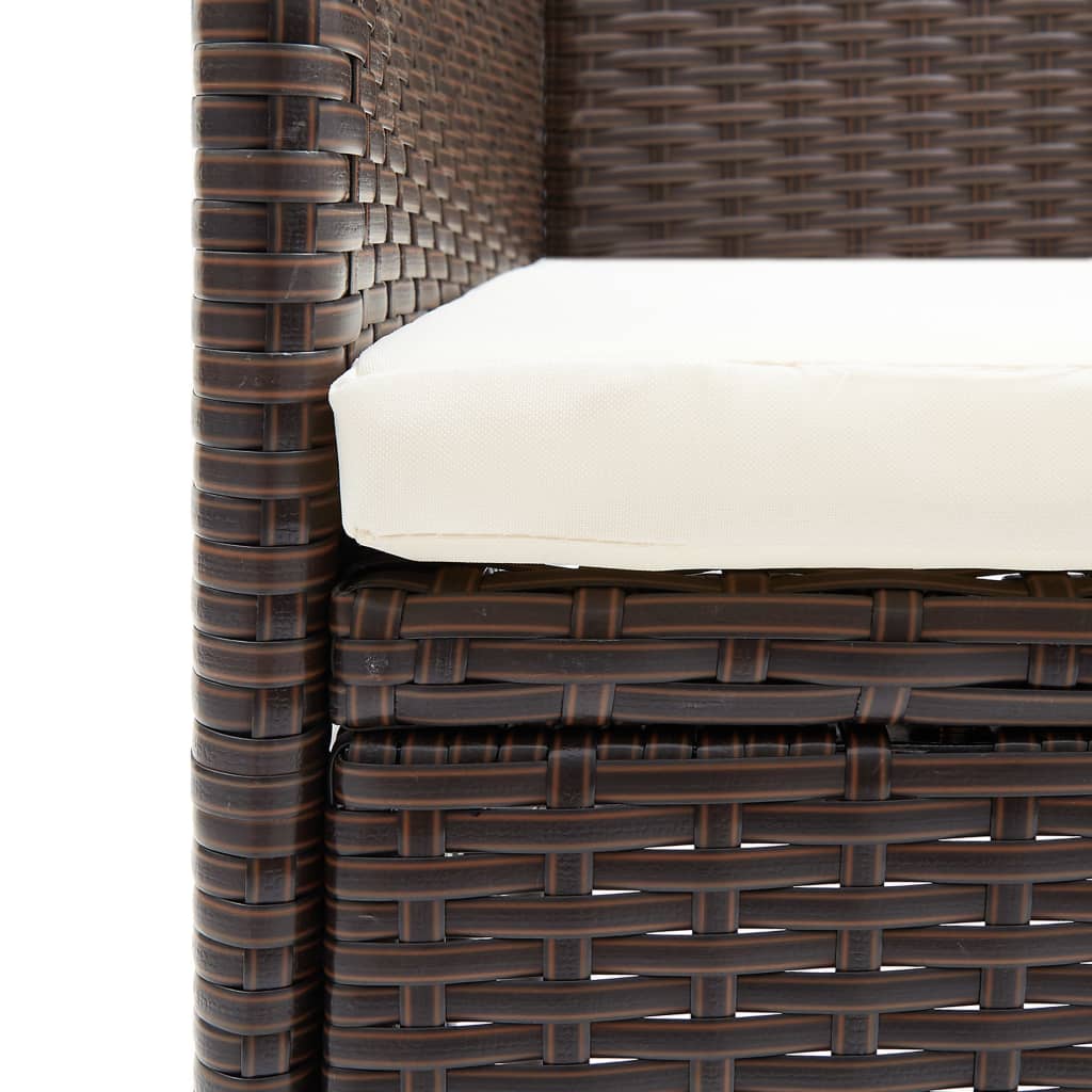 spisebordsstole til haven 2 stk. polyrattan brun
