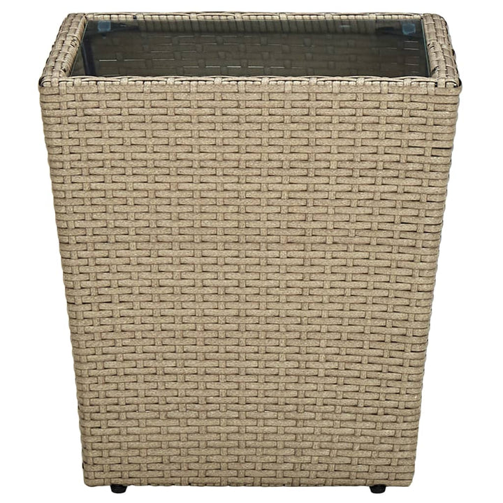 tebord 41,5x41,5x44 cm polyrattan og hærdet glas beige